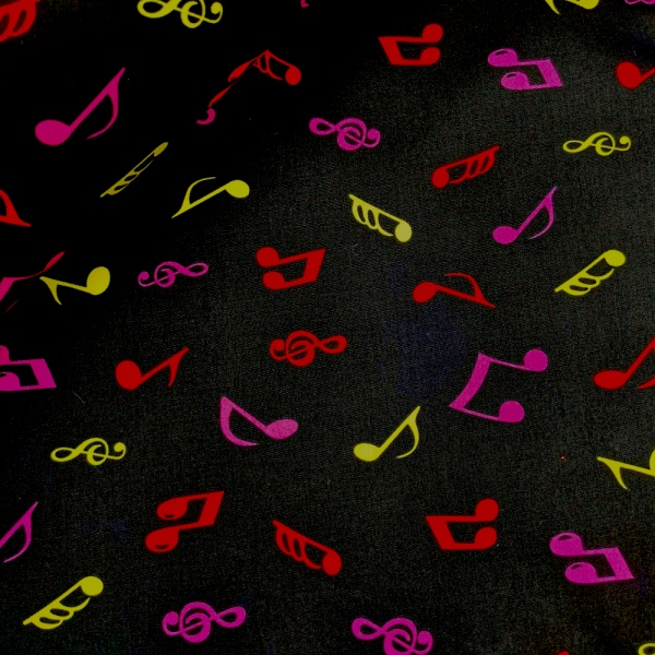 100% Cotton - Multi Musical Notes